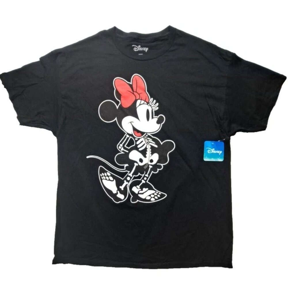 NEW Disney Minnie Mouse T-Shirt Women Size XL Black Halloween Graphic Crew Neck